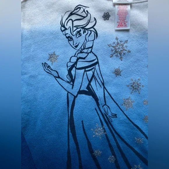 Disney Store Disney Frozen Princess Elsa Sweatshirt White & Blues NWT Sz Medium - Picture 6 of 10